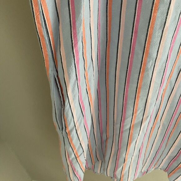St. John's Bay Linen Blend Multicolor Striped Collared Dress - Picture 3 of 5